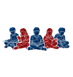 Group Of Children Reading Books Together