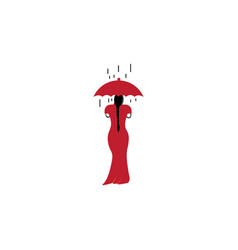 Woman And Rain Wearing Umbrella Chinese Design