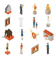 Art Museum Isometric Icons Set