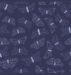 Boho Chic Pattern With Night Moth Butterflies