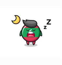 Maldives Flag Badge Character Sleeping At Night