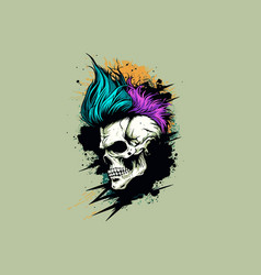 Punk Rock Skull With Hair