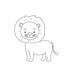 Cute Lion In Line Style Drawing African Baby Wild