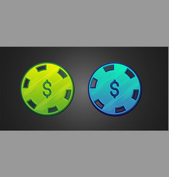 Green And Blue Casino Chip With Dollar Symbol