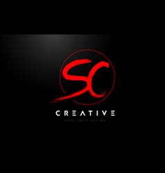 Red Sc Brush Letter Logo Design Artistic