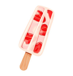 Strawberry Yogurt Popsicle On A White Background