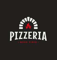 Pizza Logo With Pizzeria Oven Shovel On Black