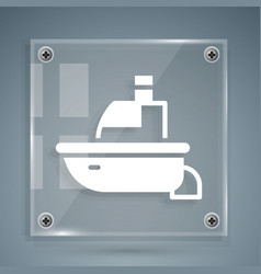 White Toy Boat Icon Isolated On Grey Background