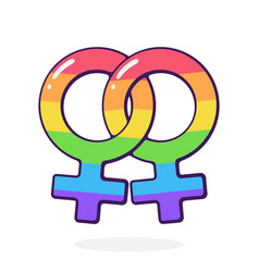 Lesbian Gender Symbol At Rainbow Color Female