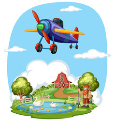 Colorful Aircraft Soaring Above A Rural Landscape