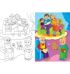 Coloring Book Of Whole Family Is At Home