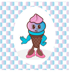 Pink Blue Ice Cream In A Waffle Cone