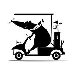 Cute Rat Or Mouse Rides The Golf Cart