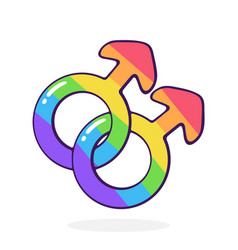 Gay Gender Symbol At Rainbow Color Male