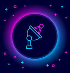 Glowing Neon Line Satellite Dish Icon Isolated