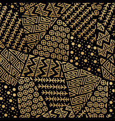 Mayan Patchwork Seamless Pattern Black And Gold