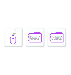 Set Line Hard Disk Drive Hdd Computer Mouse And