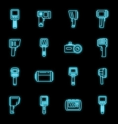 Thermal Imager Device Icons Set Neon