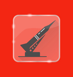 Rocket And Launch Pad Silhouette Icon In Flat