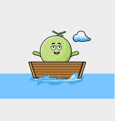 Cute Cartoon Melon Get On Boat