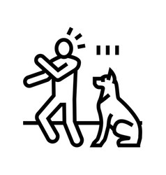 Dog Barking Person Accident Line Icon