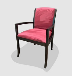 Red Upholstered Chair Realistic Hand Drawn