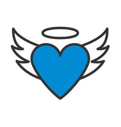 Valentine Heart With Wings And Halo Icon