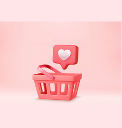 3d Shopping Cart And Heart Sign