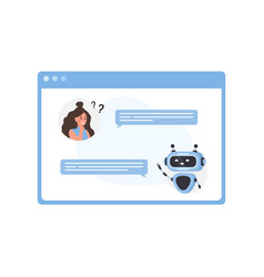 Chatbot Concept Woman Chatting With Robot Ai