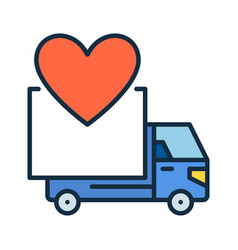 Delivery Truck With Heart Concept Colored Icon