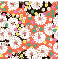 Groovy Floral Seamless Pattern In Retro Style