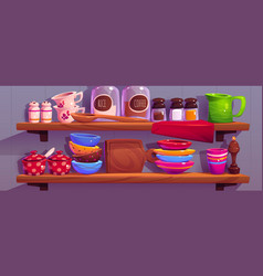 Kitchen Shelves With Kitchenware