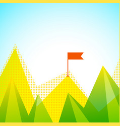 Mountain Peaks With Flag