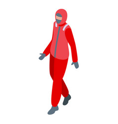 Walking Arctic Scientist Icon Isometric