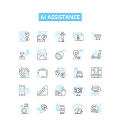 Ai Assistance Line Icons Set