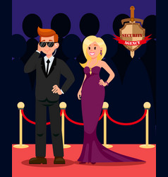 Bodyguard And Celebrity Flat Cartoon Characters