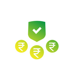 Insurance Money Payments Icon With Rupee