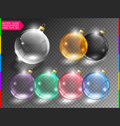 Glass Christmas Tree Ball Toy Set On Transparent