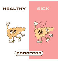 Happy And Sad Retro Cartoon Character Of Pancreas