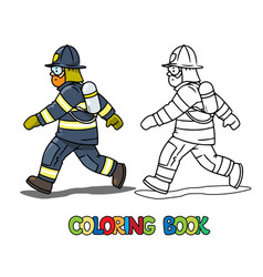 Firefighter Or Fireman Is Running Coloring Book