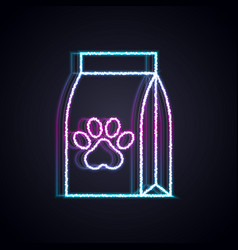 Glowing Neon Line Bag Of Food For Pet Icon