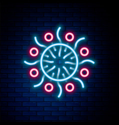 Glowing Neon Line Firework Icon Isolated On Brick