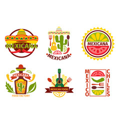 Mexican Food Logo Labels Emblems And Badges Set