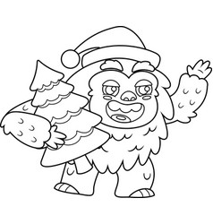 Outlined Cute Yeti Bigfoot Cartoon Character