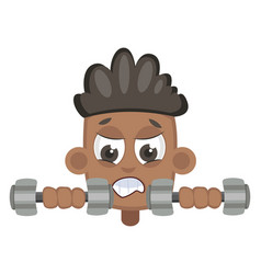 Boy Lifting Weights On White Background