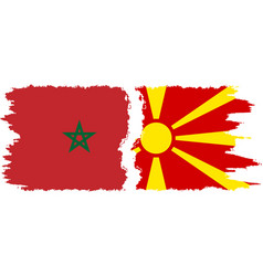 Northern Macedonia And Morocco Grunge Flags