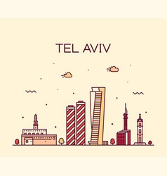 Tel Aviv Skyline Israel Linear Style