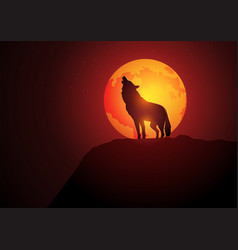 Wolf Howling During Full Moon