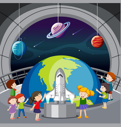 Astronomy Theme With Many Children In Museum