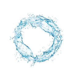 Round Water Splash Wave Or Swirl With Blue Drops